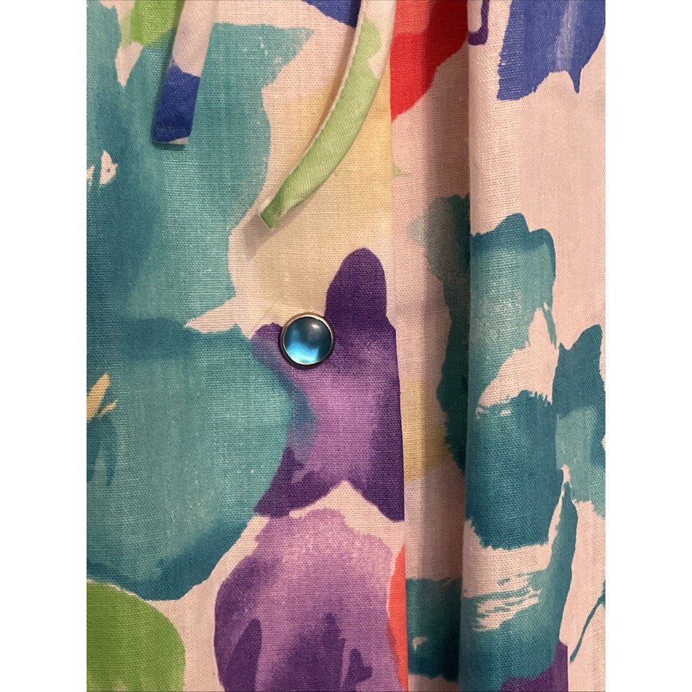 NWT Leisure Life Short Sleeve Pearl Buttons Large Floral Pattern Housecoat